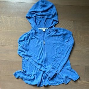 Crewcuts girls size 12 soft blue hoodie with ruffle/peplum bottom.